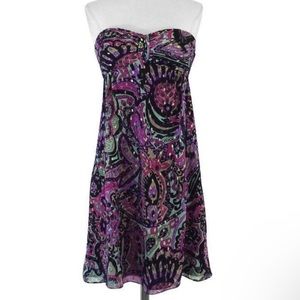 Tibi silk and lurex strapless dress